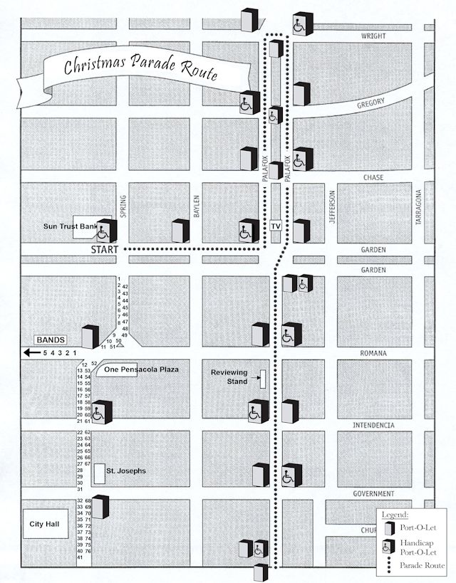 Official Spectrum Pensacola Christmas Parade route map